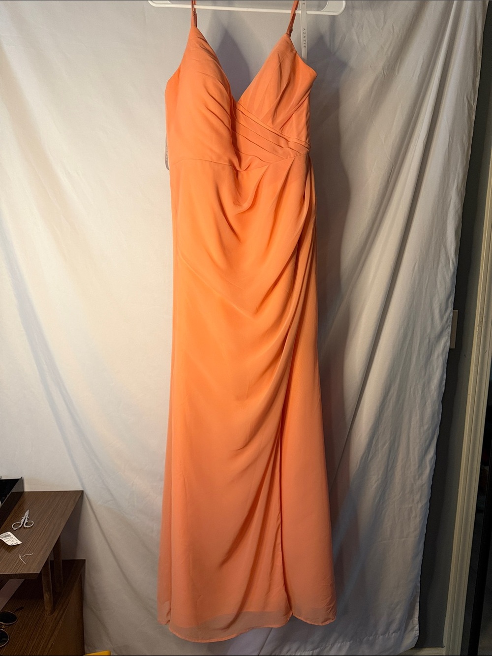Azazie Peach Spaghetti-Strap Maxi Dress